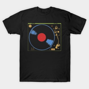 Turntable Vinyl Record Analog Record Music Producer Vintage Music Color Graphic T-Shirt